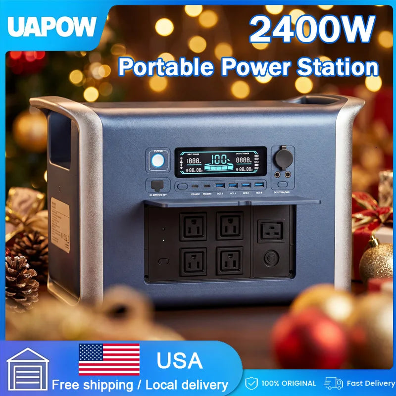 Camping Equipment Portable Power Station 2048WH Power Bank LiFePO4 Battery 2400W Emergency Power