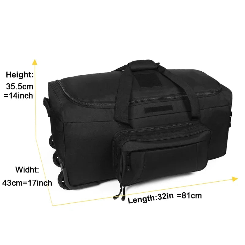 124L Large Capacity Tactical Duffel Bag Rolling Luggage for Heavy-Duty Camping Hiking Luggage
