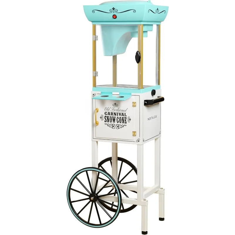 Nostalgia Snow Cone Shaved Ice Machine Retro Cart Slushie Machine Makes 48 Icy Treats W/Metal Scoop