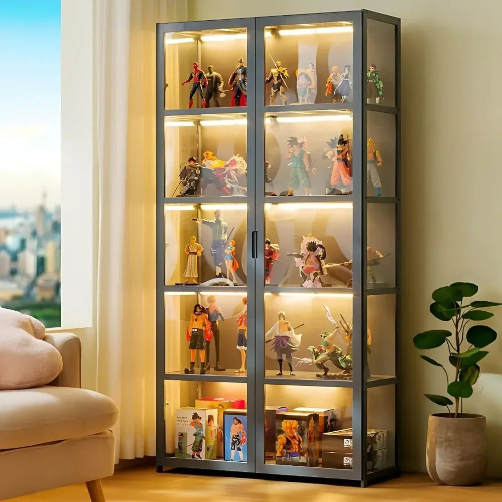 Glass Display Cabinet w/Acrylic Glass Door, Collectibles Toy Organizers Rack & Display Shelf