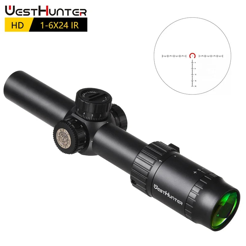 WestHunter HD 1-6X24 IR LPVO Riflescopes R/G Illumination Etched Glass Reticle Hunting Sights