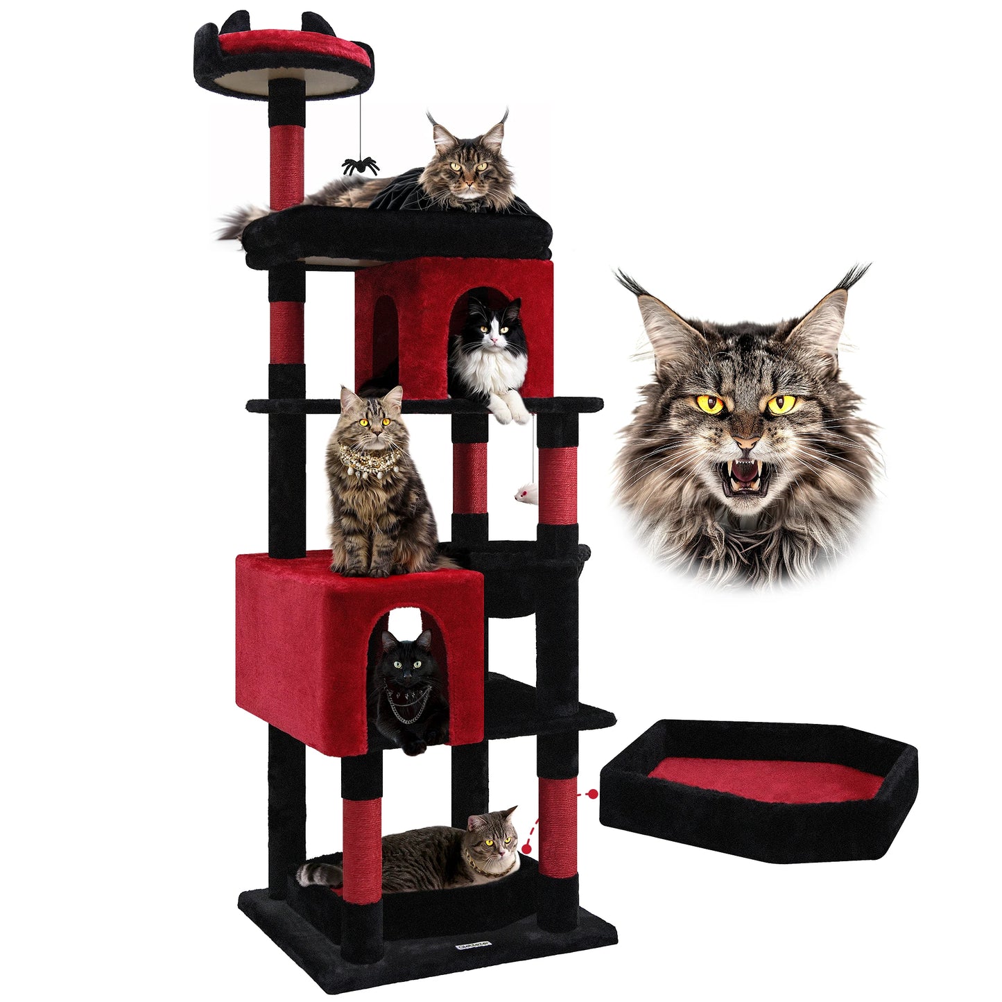 Heavy Duty Gothic Cat Tree for Large Cats, Sturdy 72' Tall for Cats over 20 lbs+