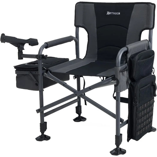 Fishing Chairs with Rod Holder, Folding Ice Fishing Chair/ Camping Chair Leg Adjustable