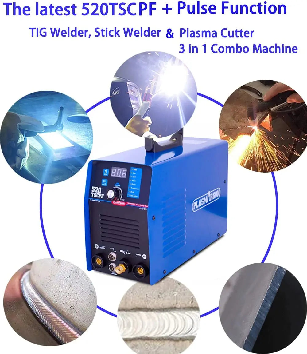 PLASMARGON 520TSCPF  Plasma Cutter Tig&Stick Welder 4 in 1 Combo Welding Machine, 3/4 Inch Clean Cut