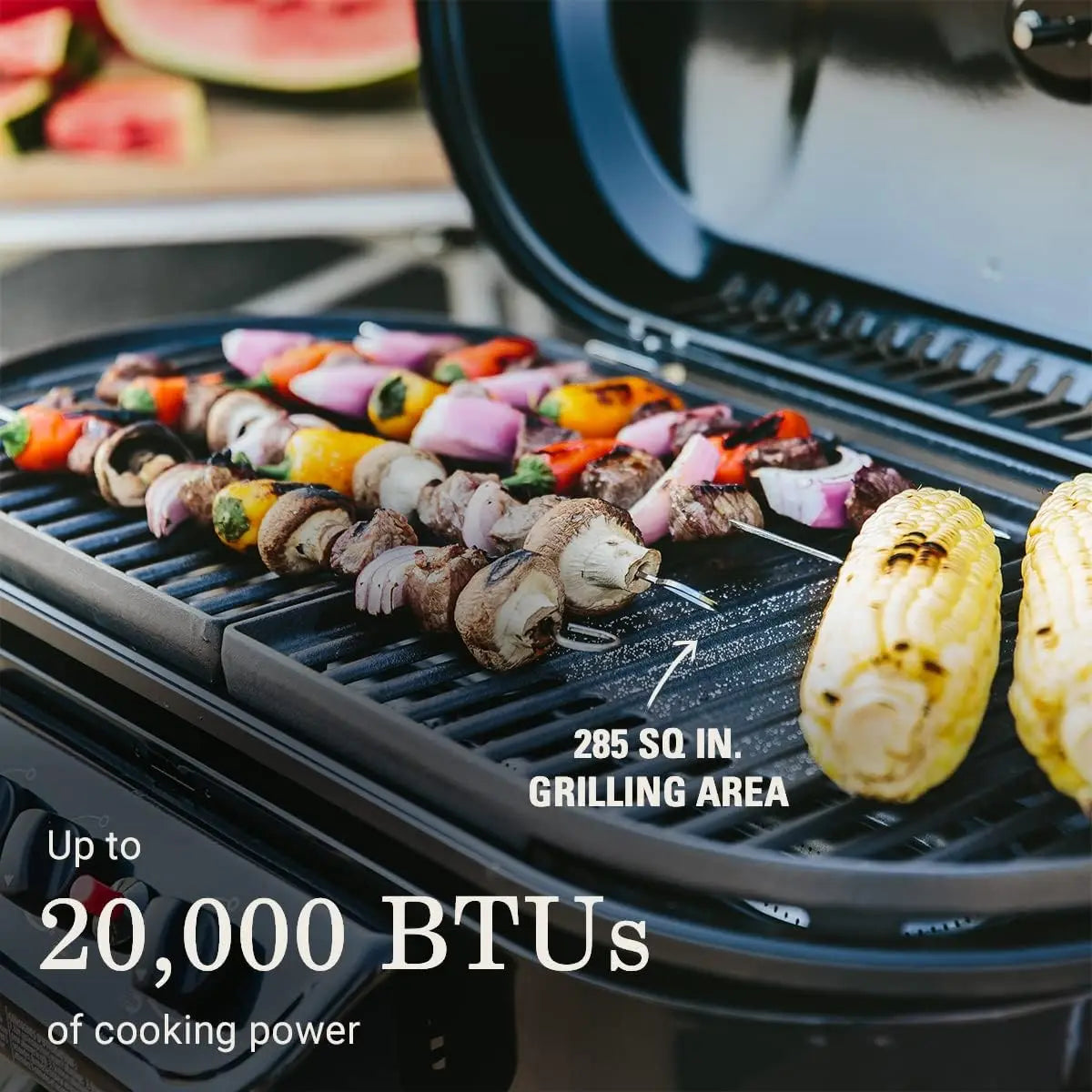 RoadTrip 285 Portable Stand-Up Propane Grill w/ 3 Adjustable Burners & Instastart Push-Button