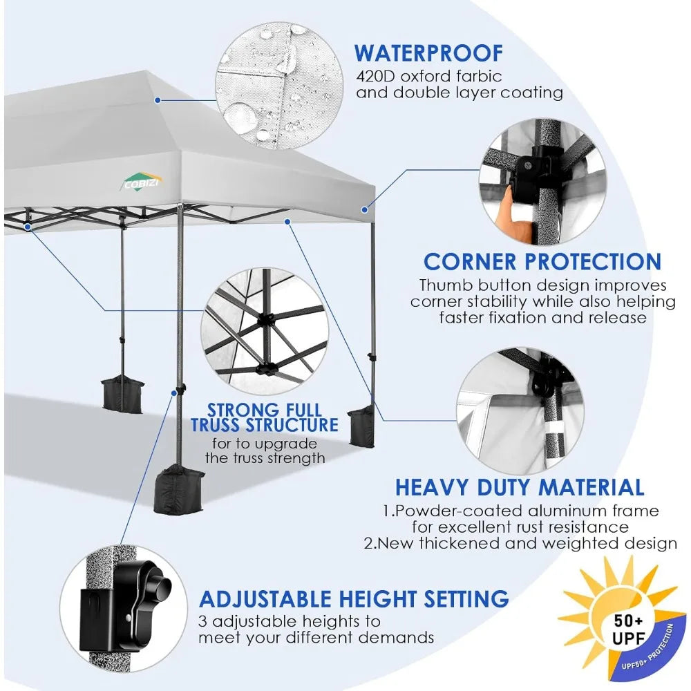 10x20 Heavy Duty Pop up Canopy Tent with 6 sidewalls Easy Up Commercial Outdoor Wedding Party Tents