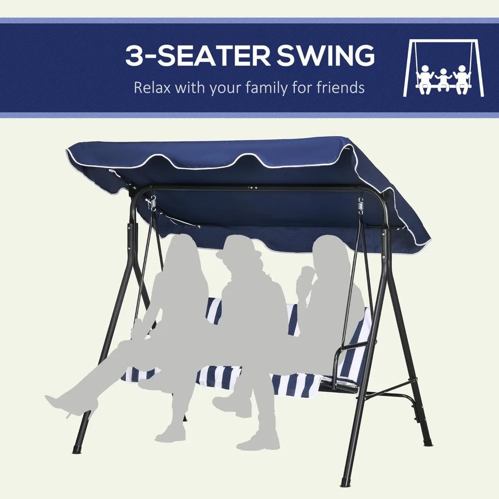 Outsunny Outdoor Patio Swing w/ Removable Cushion, Steel Frame Stand & Adjustable Tilt Canopy