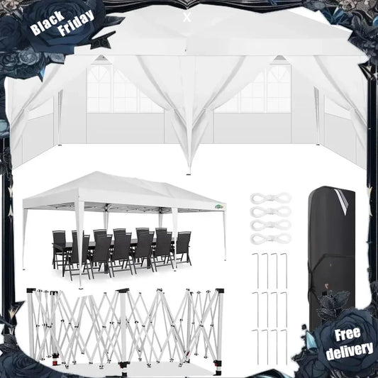 Waterproof Outdoor Event Shelter Gazebo Sun Shade Portable 10x20 white