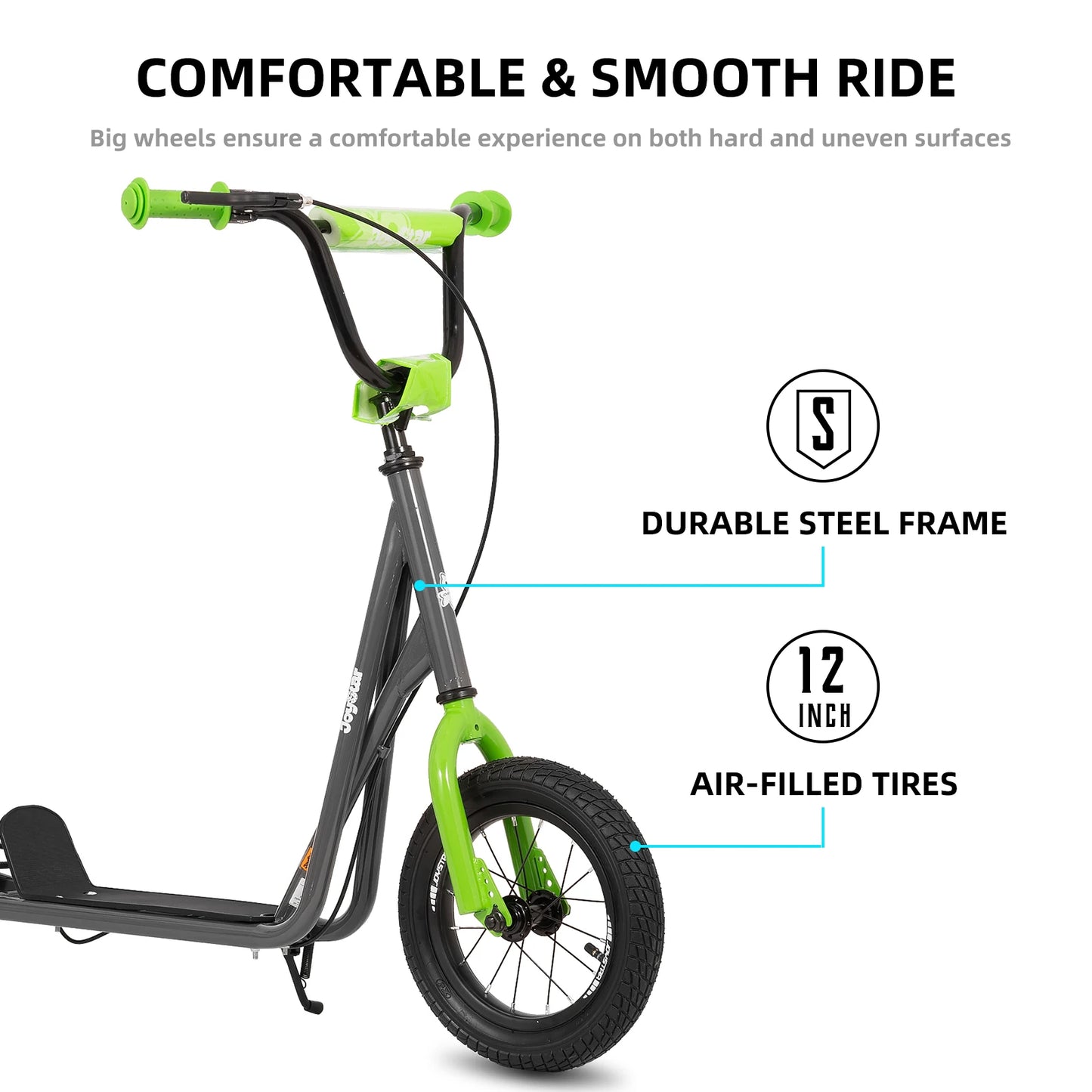 JOYSTAR Kick Scooter for Ages 5-9 Years Old Kids with 12 Inch Front and Rear Wheel, Rear V-Brake