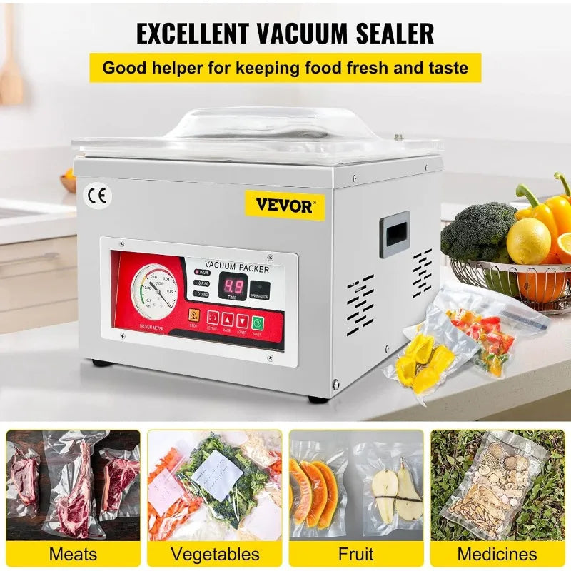 Chamber Vacuum Sealer, DZ-260A 6.5 m³/h Rate, Excellent Sealing Effect w/ Automatic Control, 110V