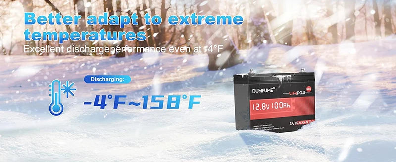 Dumfume 12.8V 100Ah Mini Motorcycle Battery LiFePO4 Lithium Built In 100A BMS  RV Powerstation