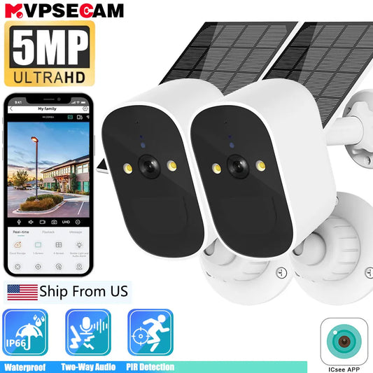 5MP HD Surveillance Solar Camera Wireless WiFi Security Battery Powered IP Camera Rechargeable ICsee