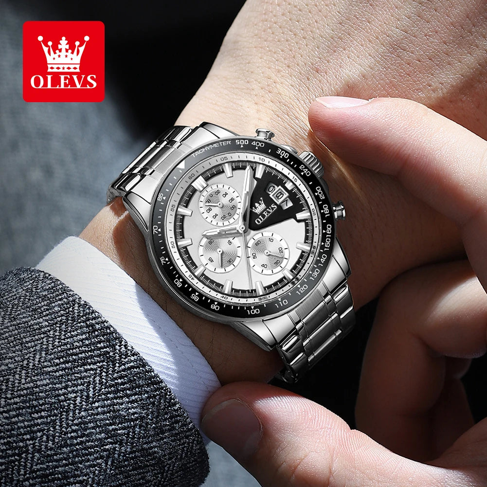 OLEVS Men's Watches Chronograph Stainless Steel Waterproof Business Wristwatch Men (Exclusive Design)