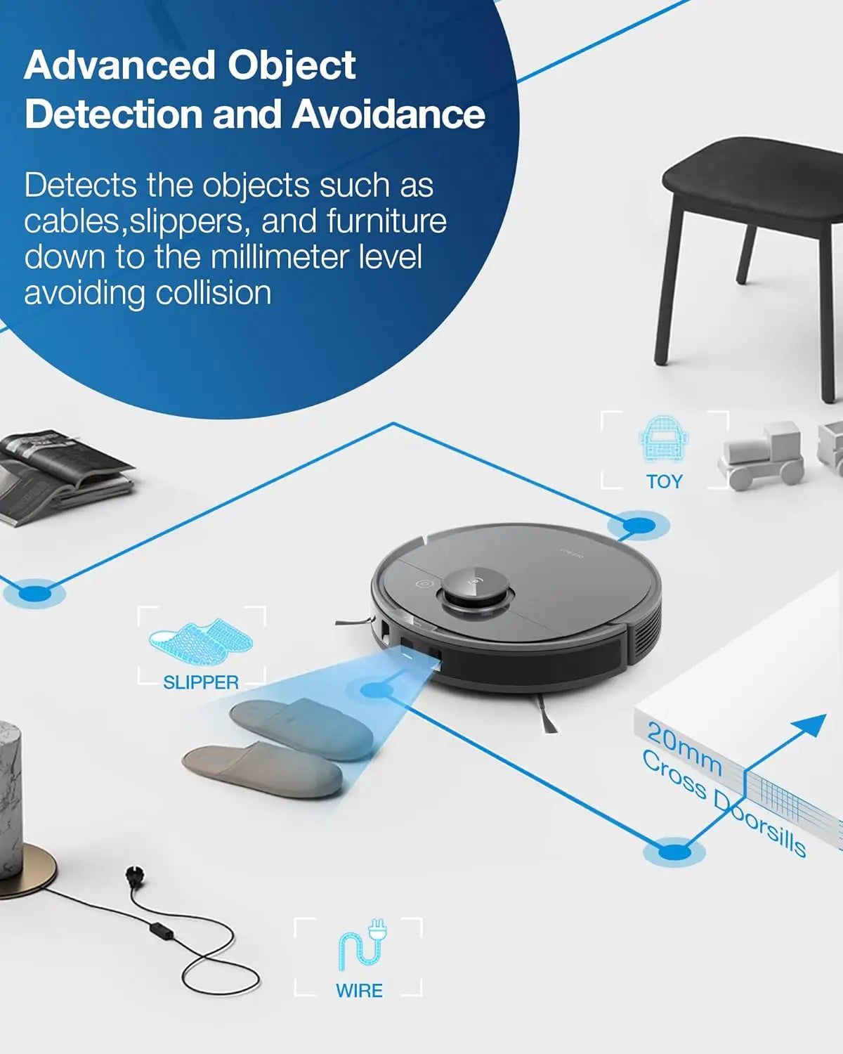 Deebot T8 Robot Vacuum and Mop Cleaner, Precise Laser Navigation, Multi-floor Mapping