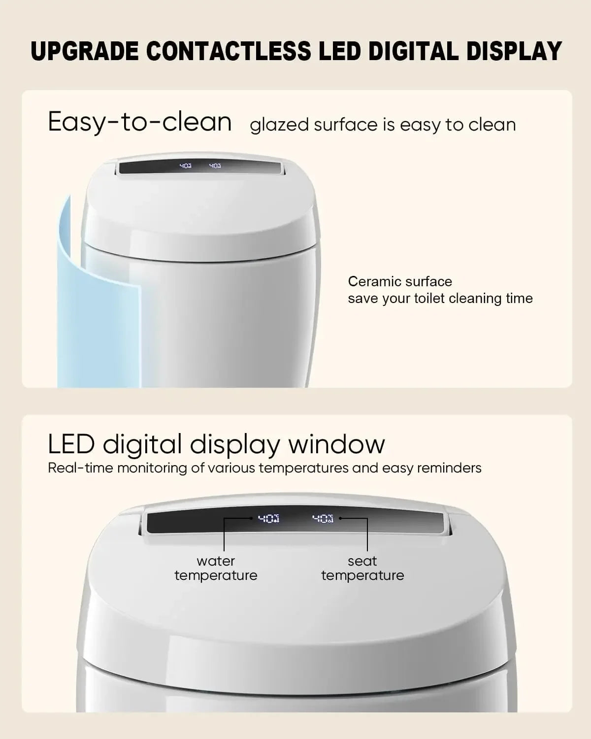 Luxury Smart Toilet with Warm Water Sprayer and Dryer Foot Sensor Operation Heated Bidet