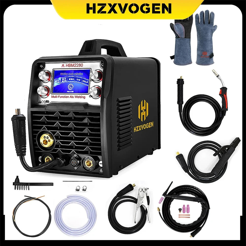 HZXVOGEN 4 In 1 HBM2280 200A Synergy Inverter Welder Gasless Gas MIG Aluminum ARC MMA Tig Tools