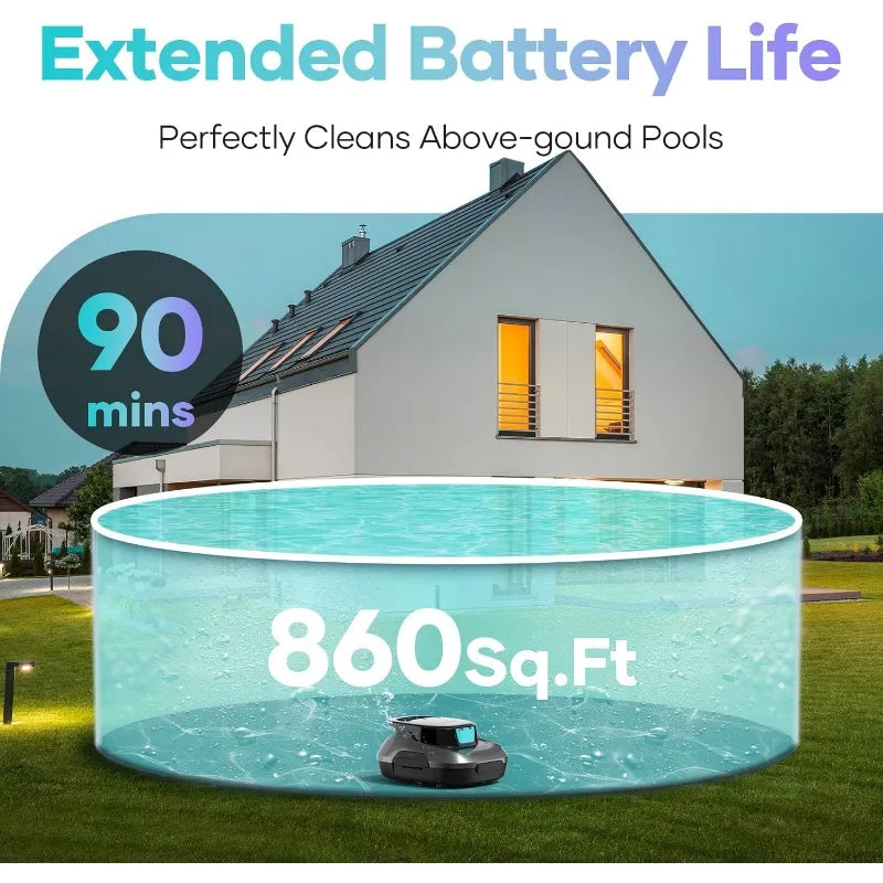 AIPER Robotic Pool Cleaner, Cordless Pool Robot Vacuum, Self-Parking Function, 90-Min Battery Life