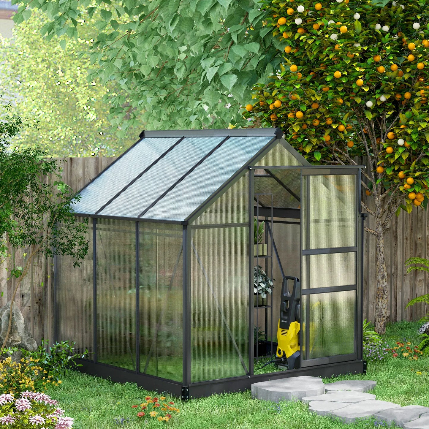 6' X 6' X 7 Greenhouse Aluminum Frame Walk-In Outdoor Plant Garden Polycarbonate
