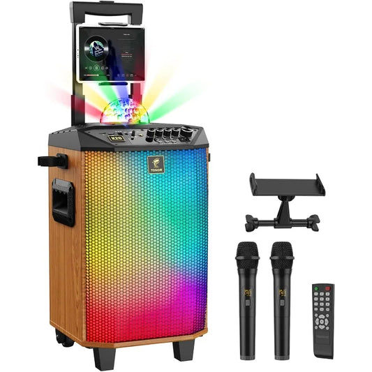 Karaoke Machine for Adults, TONOR Portable Bluetooth Speaker/2 Wireless Microphones, PA System