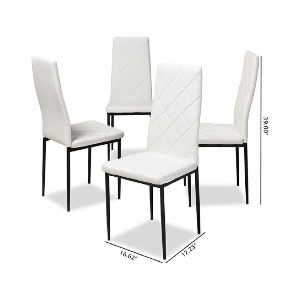 Faux Leather Upholstered Dining Chair (Set of 4), With Backrest, Ideal for use in Dining