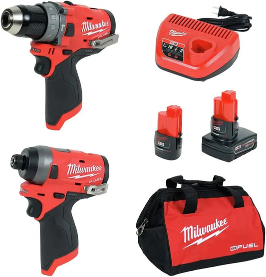 Electric Tools 2598-22 M12 Fuel 2 Pc Kit- 1/2" Hammer Drill & 1/4" Impact/Hexagonal impact driver