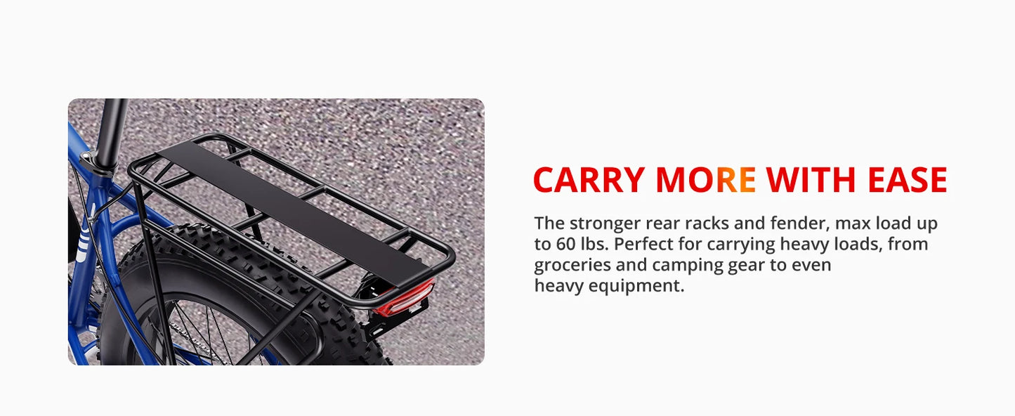 AMYET EB26 Electric Bike for Adults 1000W Electric Bicycle 48V 15AH/26" Fat Tire Mountain 31mph