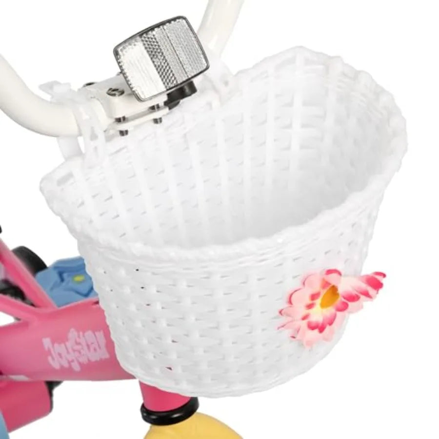 12 14 16 Inch Bike for 2-7 Years Girls 33-53 Inch Tall Toddler Girls Bike with Training Wheels Rainbow Bikes Bicycle Macaroon