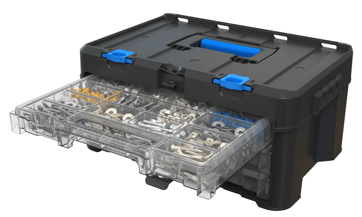 HART 3 parts and tool box organizers, clear plastic containers