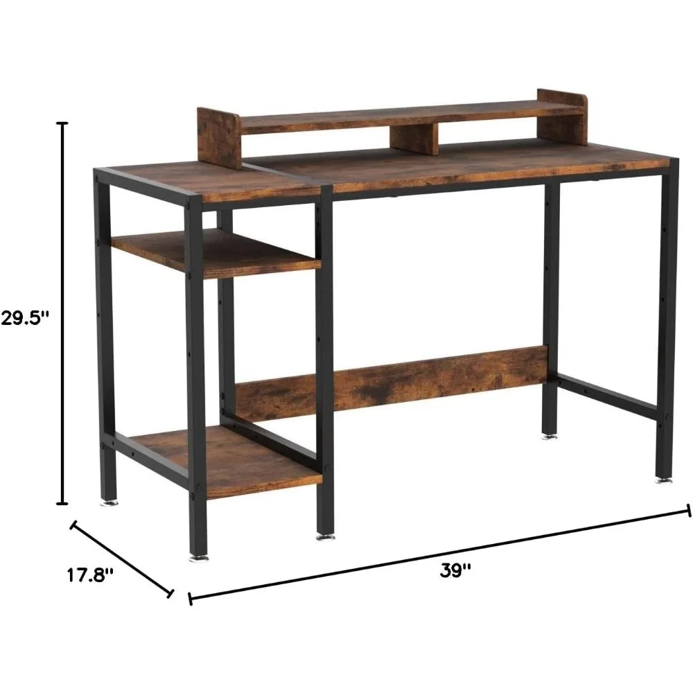 ANGDUO Computer Desk - 39” Gaming Desk, Home Office w/ Storage, Small Desk w/Monitor Stand