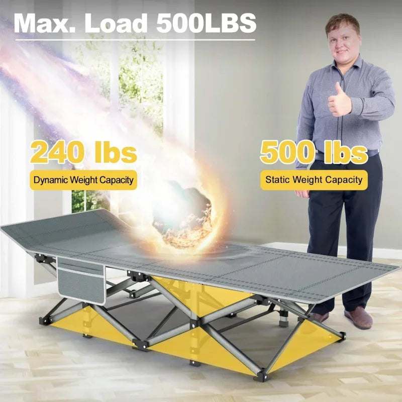 Folding Camping Cot withBlack,Max Load 800lbs  Sleeping  for Adults Kids Teenage Portable Travel