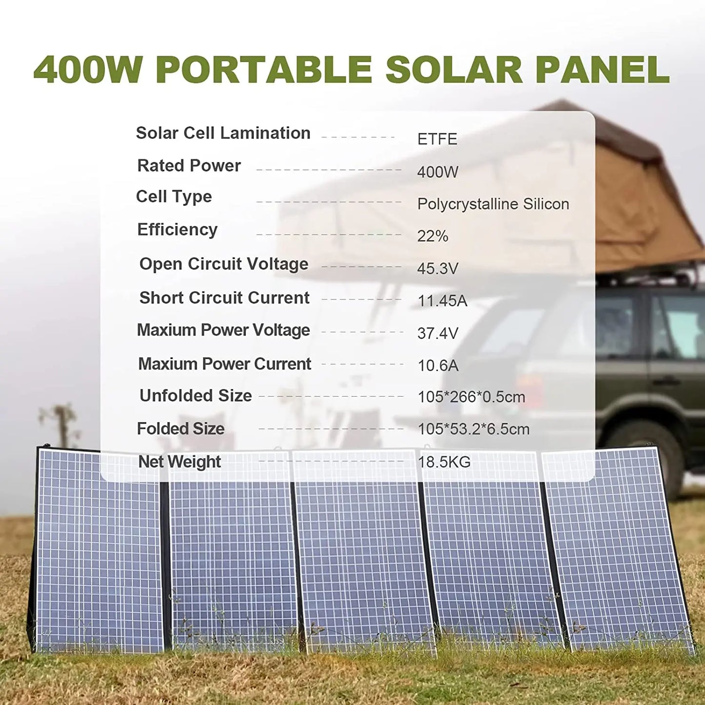 ALLPOWERS 400W / 200W / 140W / 100W / 60W Solar Charger，Portable Waterproof Foldable Solar Panel