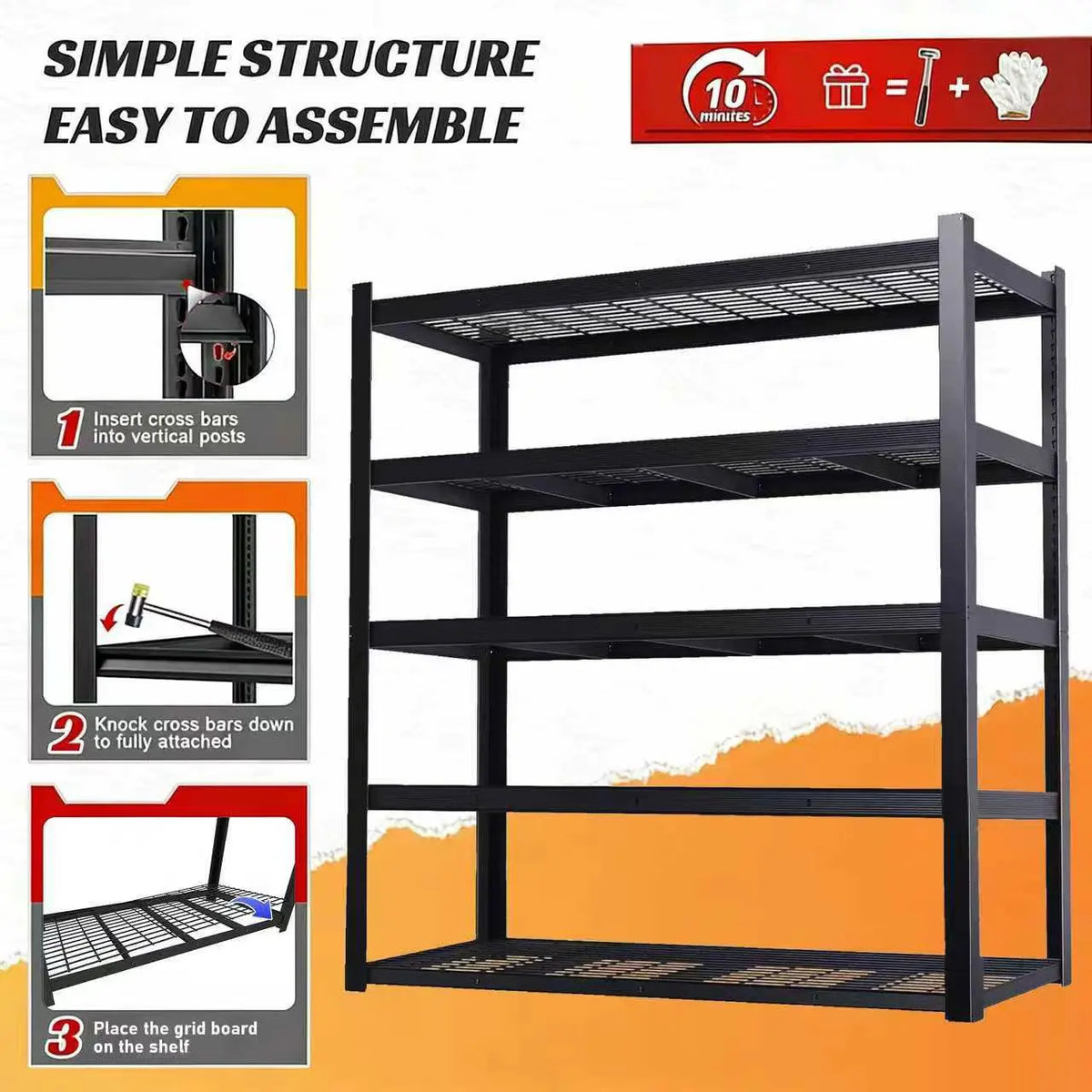 Nnovaroom  72" Adjustable Metal Double Layer Column Shelving, Commercial Grade Utility Rack