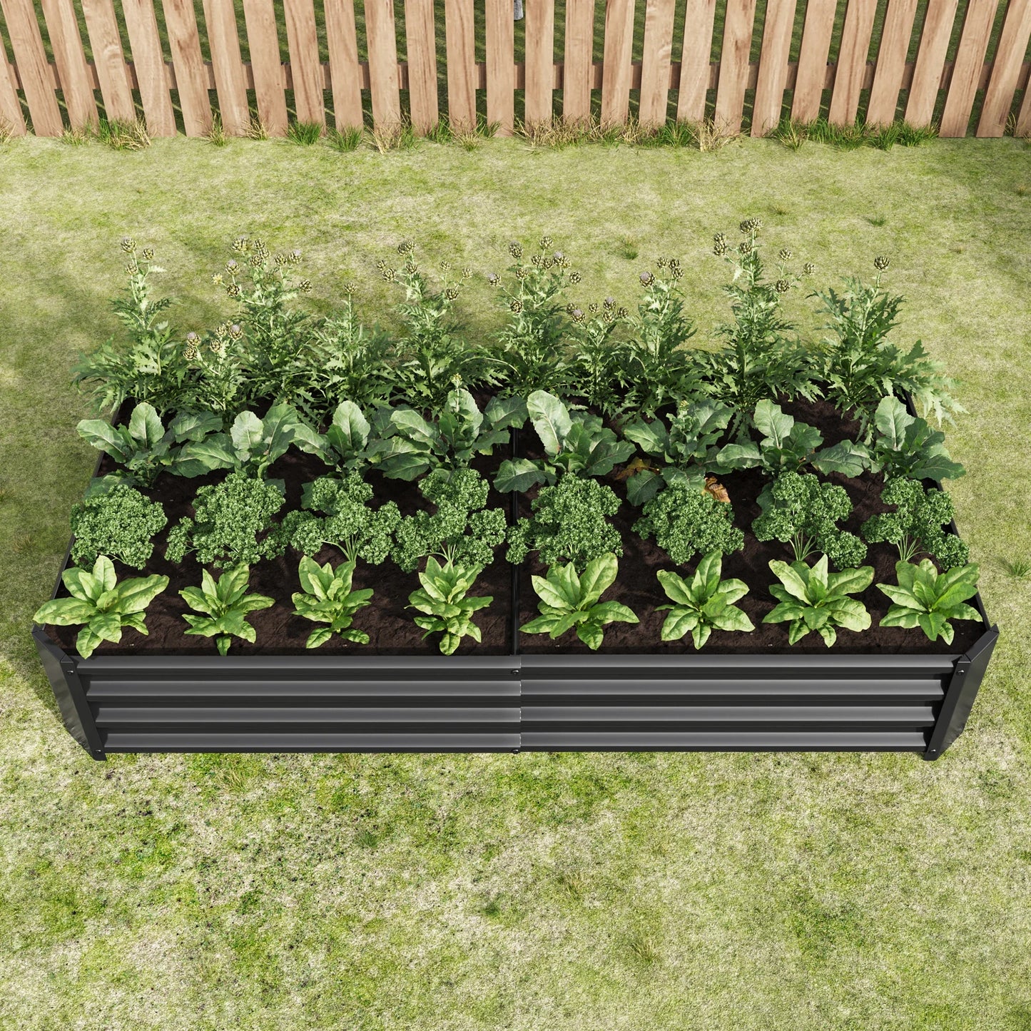 Raised Garden Bed Outdoor, 6×3×1ft , Metal Raised Rectangle Planter Beds - Black