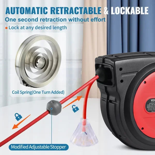Retractable Extension Cord Power Cord 75FT 14AWG/3C SJTOW