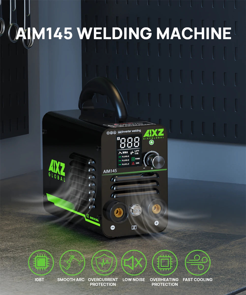 AIXZ 3 In 1 MIG Welding Machine Lift TIG/MMA Welders AIM145 For Gasless Iron Soldering Portable Mig Welder With Spool Gun 220V