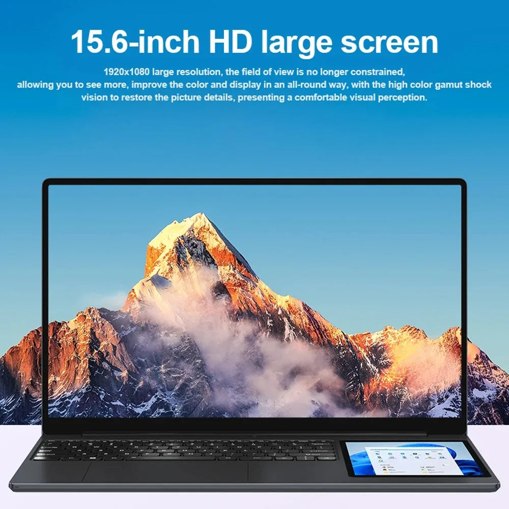 CRELANDER X15 Dual Screen Laptop 15.6" IPS+7" Touch Screen 16G DDR4 2TB SSD Intel N100 Windows11