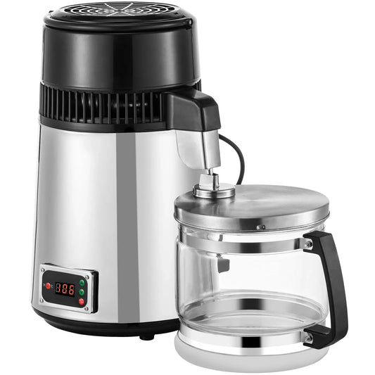 VEVOR Silver Water Distiller Machine 750W Adjustable Temperature Water Distiller 4L