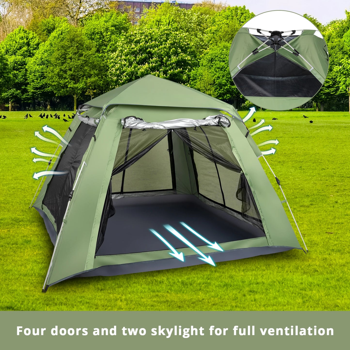 SPRING 4 Person Camping Tent, Waterproof & Sunproof Canopy Stargazing Tent, Easy Set Up Family Tent