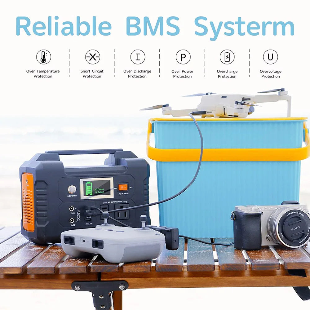 FlashFish E200 151Wh Power Station 200W Pure Sine Wave Solar Generator, 40800 mAh Battery/AC/DC/USB