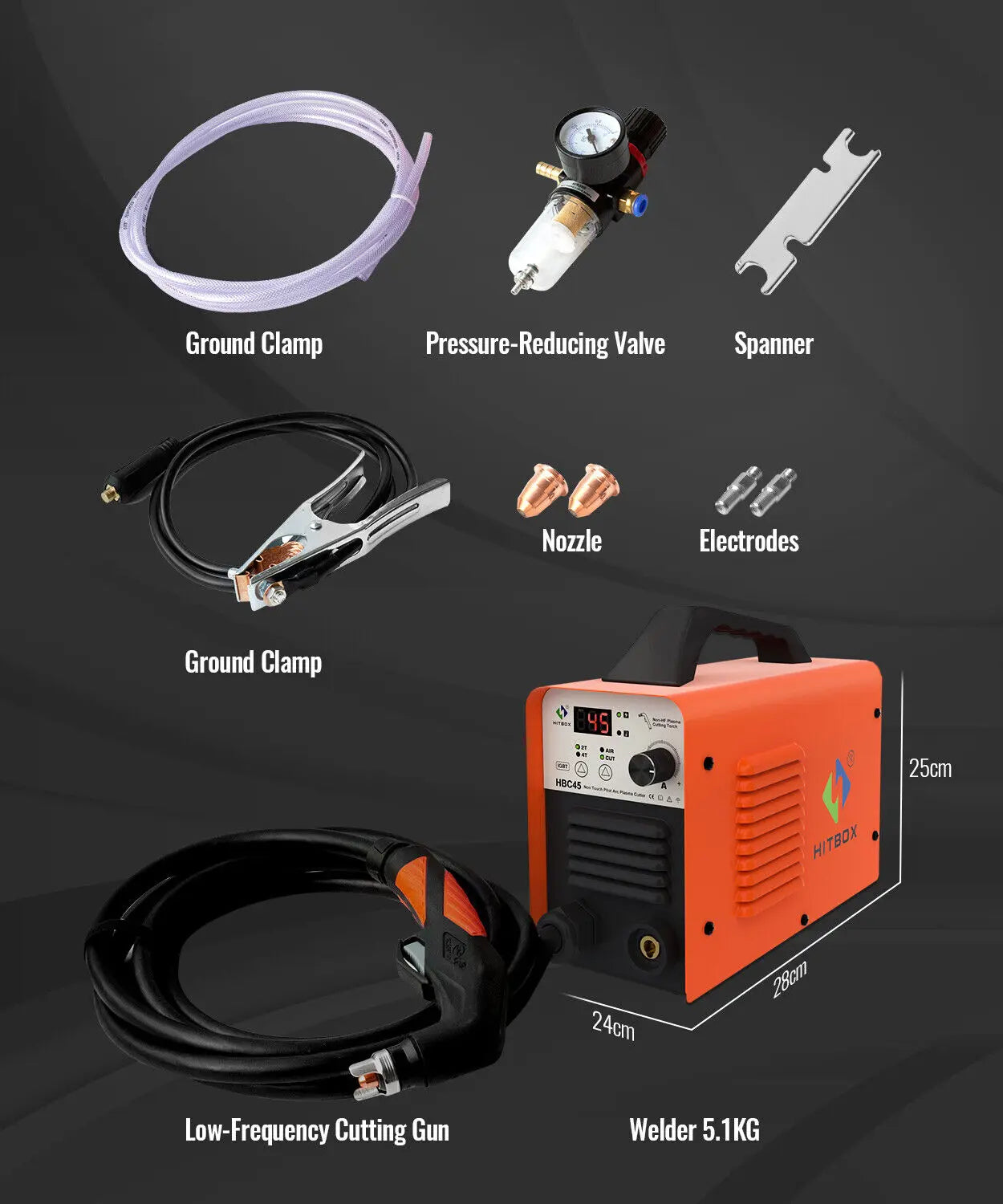 HITBOX Plasma Cutter HBC45 Non-contact, Non-high Frequency Plasma Cutting, 45A 220V Inverter