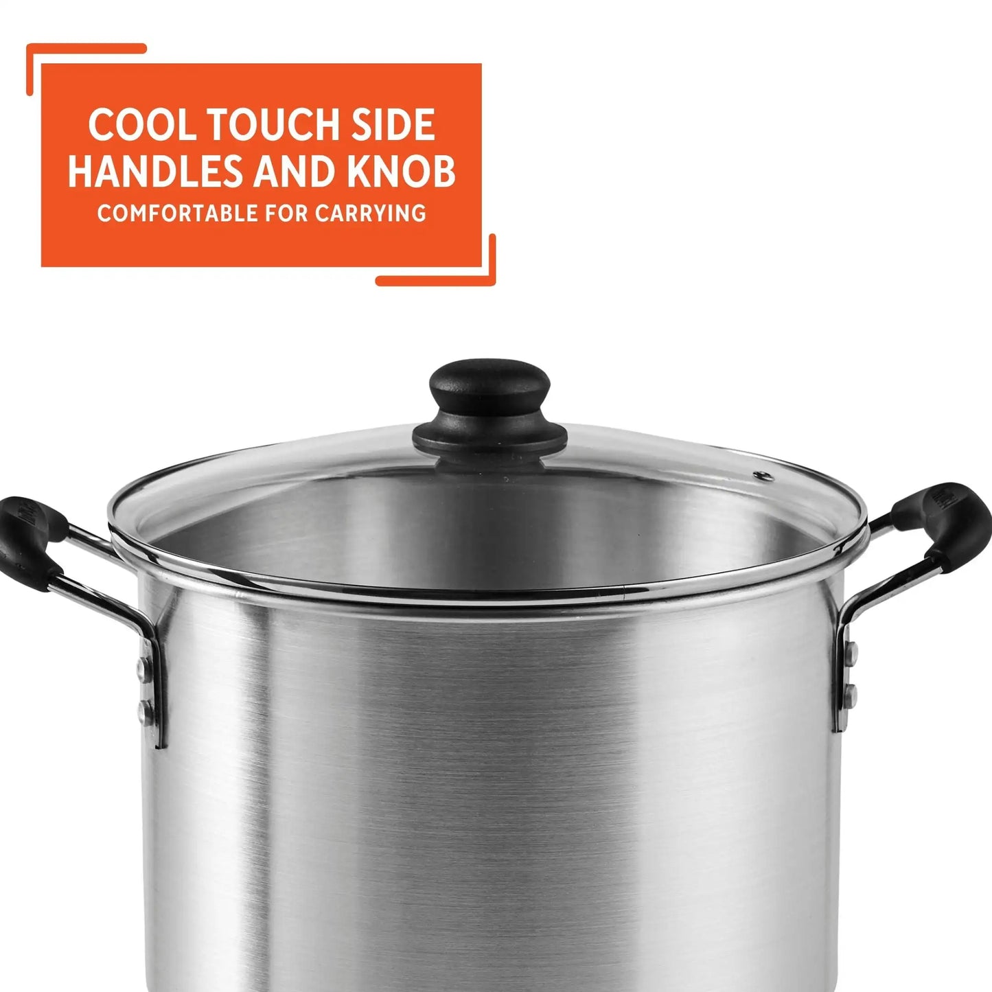 10Qt Aluminum Steamer or Stock Pot with Glass Lid & Removable Rack