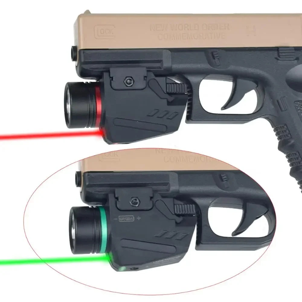 Tactical LED Flashlight Green / Red Laser Sight For mini Glock 17 19 Pistol Gun For 20mm Picatinny