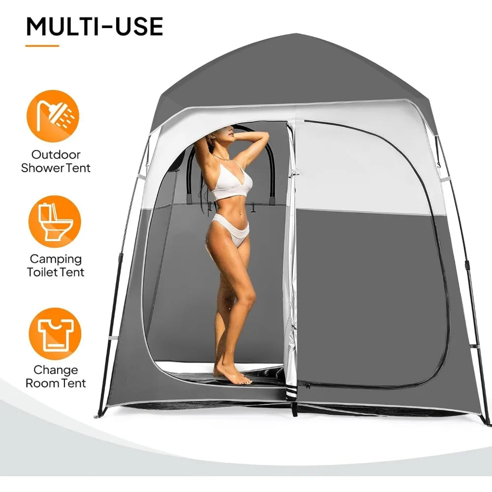 Vingli 2-Room Shower Tent: 7.5ft Pop-Up Shelter with Carry Bag, Ideal for Portable Toilets