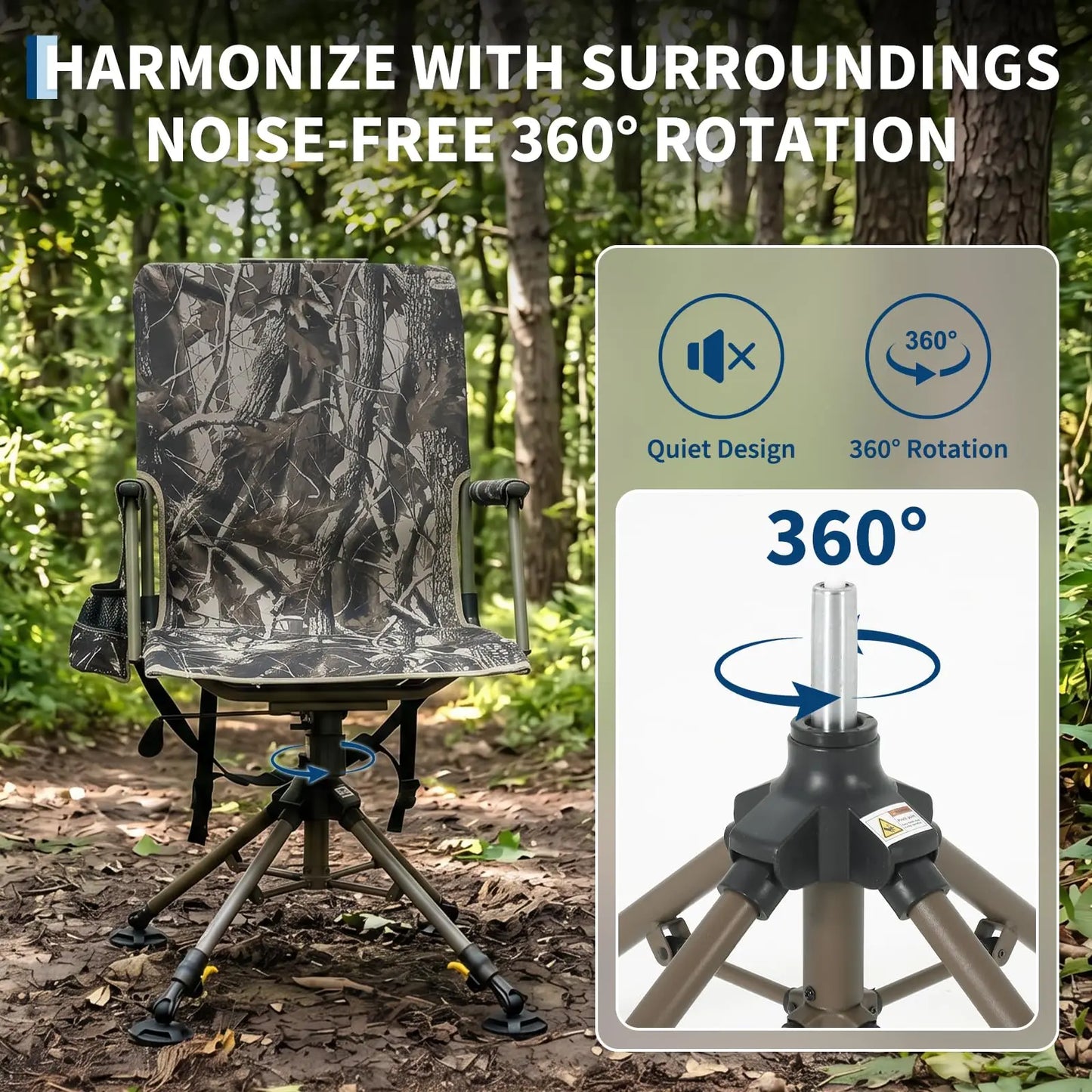 Portable Camouflage Hunting Chair, Folding Lightweight Outdoor Camping Stool/Stainless Steel Frame