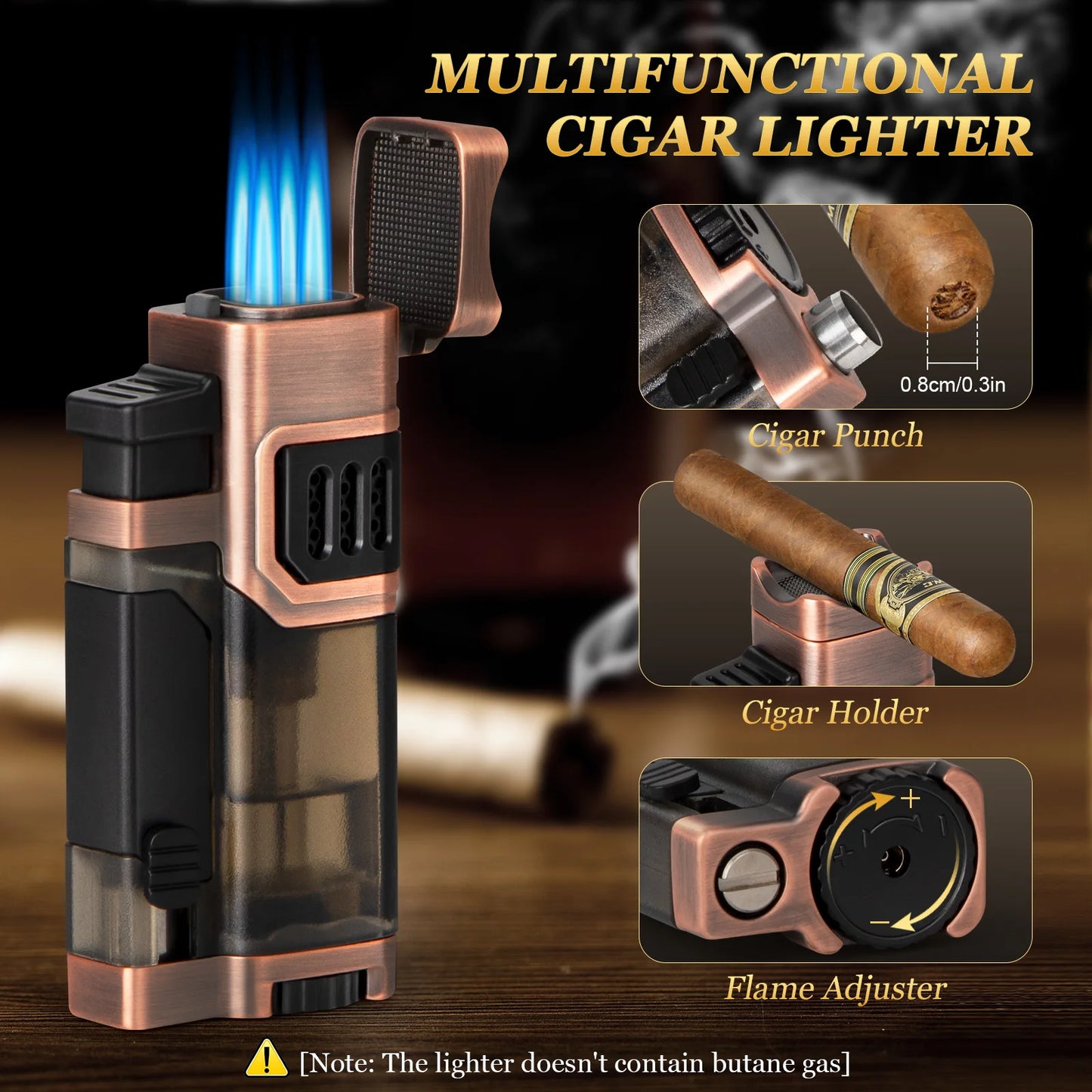 AWOTE Travel Humidor Set w/Torch Lighter, Ashtray, Humidifier & Hygrometer Portable Case Men Gift