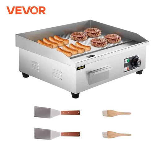 VEVOR Electric Countertop Griddle 14"-22" Teppanyaki Grill 1600W/3200W Stainless Steel Flat Top