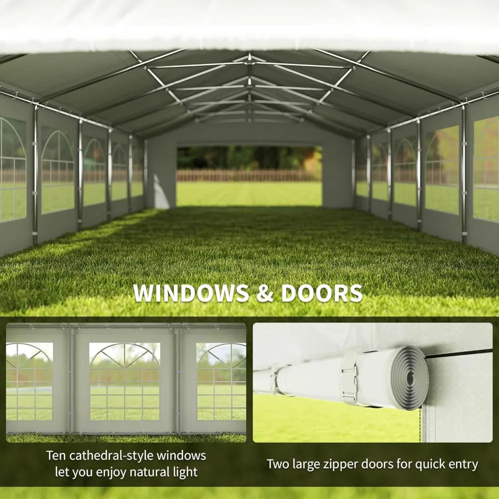 20 x 32 ft OUTSUNNY Heavy Duty Party Tent Outdoor Gazebo Wedding Tent Event Shelter Carport BBQ