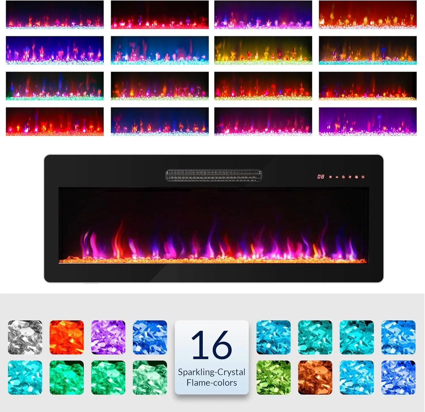 42" Electric Fireplace Heater 1400W Recessed & Wall Mounted Electric Fireplace/Remote Control Heater