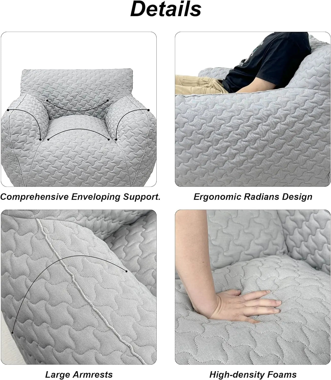 Giant Bean Bag Chair,Bean Bag Sofa Chair with Armrests