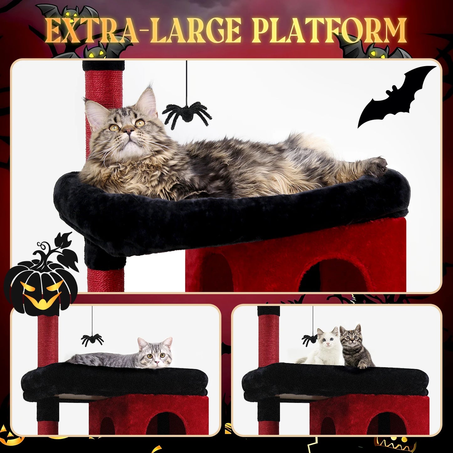 Heavy Duty Gothic Cat Tree for Large Cats, Sturdy 72' Tall for Cats over 20 lbs+